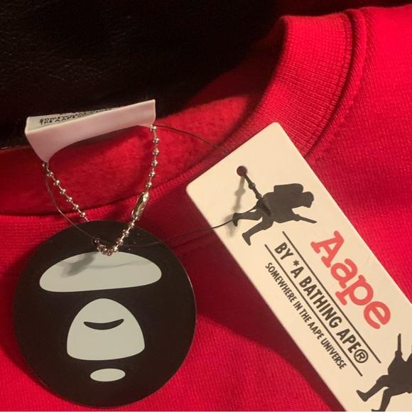 Aape - By *A Bathing Ape: Mens Red Long Sleeve Sweatshirt Size M - Picture 10 of 10